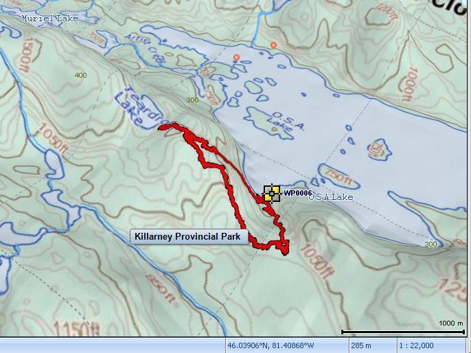 GPS route to Tear Drop Lake