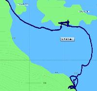 GPS route of a tough into the wind paddle