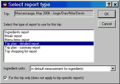 report selection