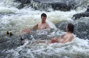 Bathing in Shagra La Falls